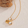 Trendy Hot Selling 18K Gold Plated Jewelry Geometric Square Big Zircon Pendant Stainless Steel Necklace