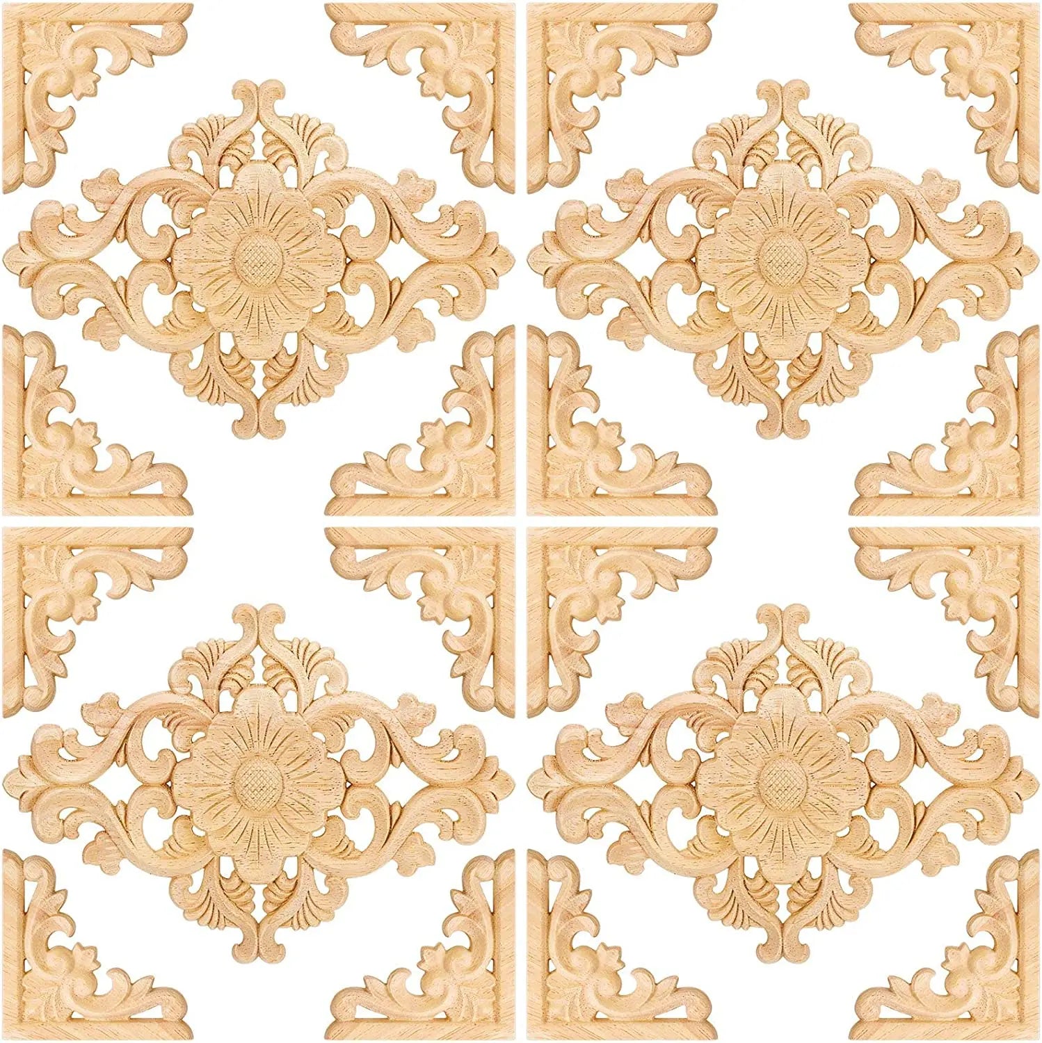 Decorative Carved Onlay Appliques DIY Wood Appliques Onlays for Furniture Wood Carving Decals for Wall Cupboard Door Bed Cabinet