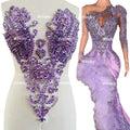 Luxury Low Price Flower Handmade Prom Ball Gown Lilac Orange Rhinestone Bodice Applique for Wedding Dress