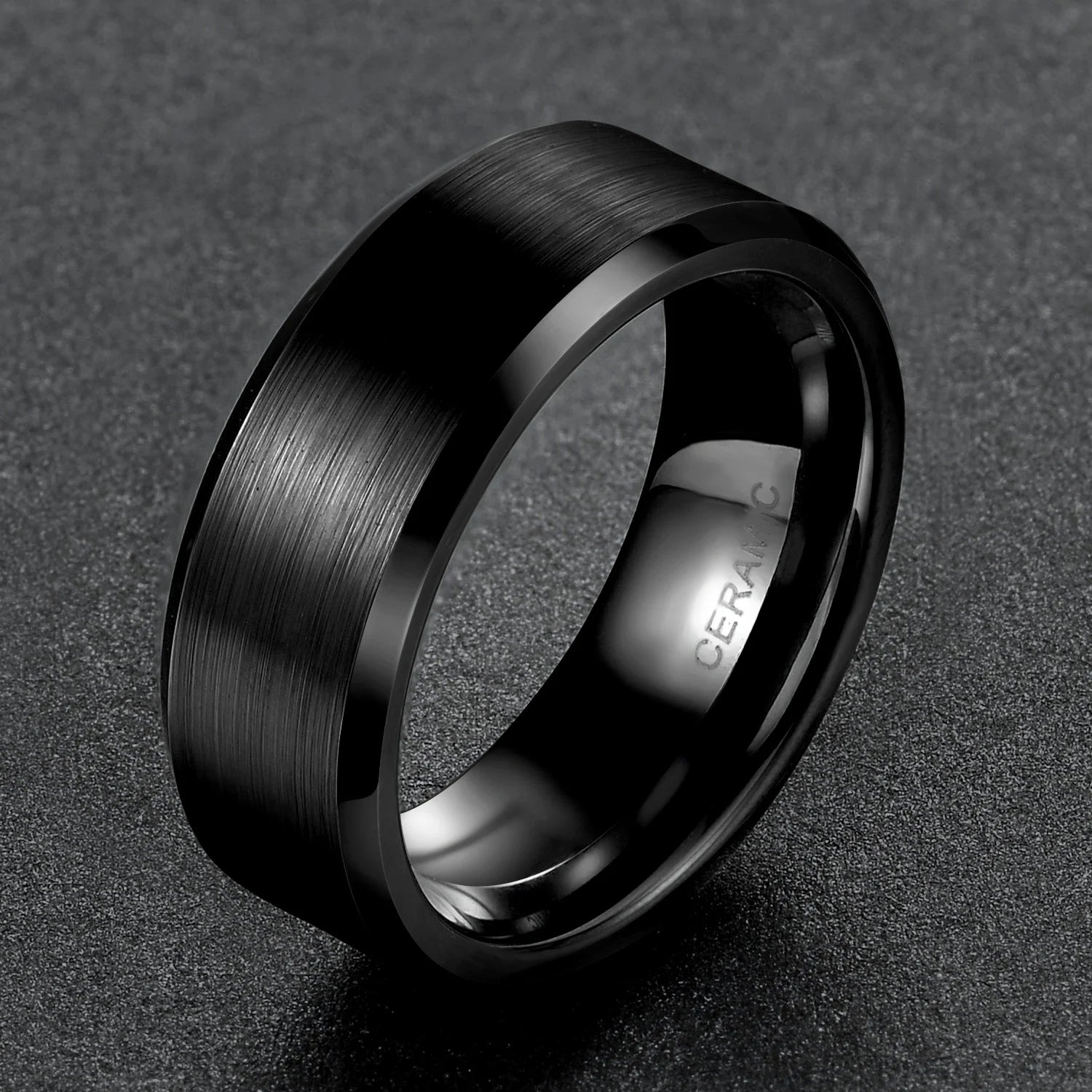 OAHLAN 4/6/8mm Black Ceramic Ring Brushed Comfort Fit Couple Wedding Band Engagement Rings Men Women Fashion Jewelry Size4-15