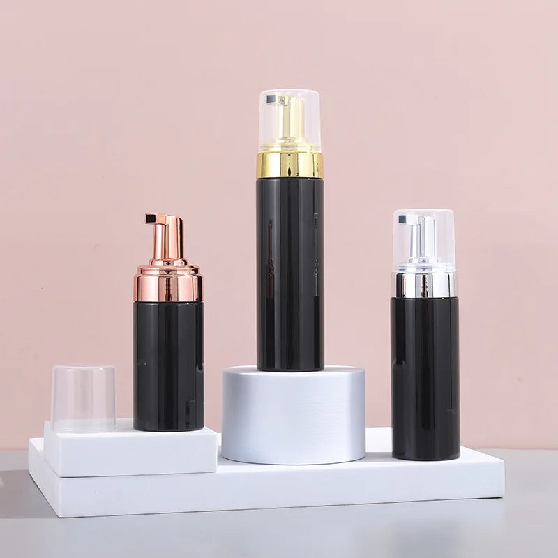 Matte Black 100ml 120ml 150ml 200ml 220ml 250ml Facial Cleanser Bottle with Pump Stock Black Matte Mousse Foaming Bottle