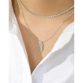 M0071 Star Bar Pendant Necklace for Women Girls 925 Sterling Silver Cubic Zirconia Minimalist Stars Bar Pendant Necklace