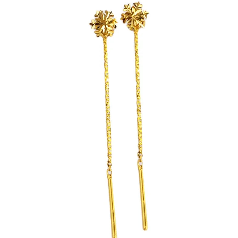 Wholesale 18K Small Hoop Drop Earrings Flowers Tear Lightweight Irregular Metallic Hook Solid 18k Gold Fine Jewelry