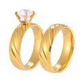 Cross Border New Couple Ring Set With Diamond Zircon Plaid Titanium Steel Ring for Men and Women