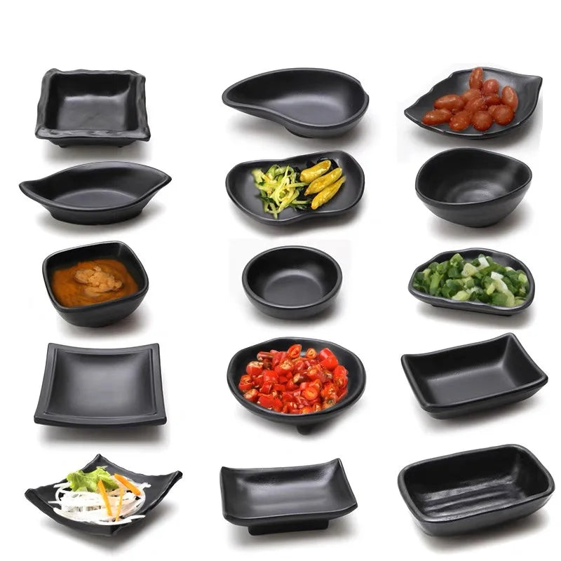 Wholesale Cheap Mini Black Plastic Melamine Soy Sauce Dish