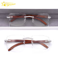 Hot Sell Custom Clear Rimless Wooden Silver Pass Diamond Tester Moissanite Fashion Sunglasses