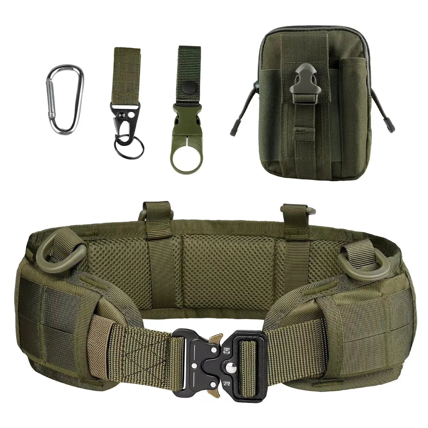 Stock Tactical Belt for Men Nylon Holster Bag Pouches Set with Metal Buckle