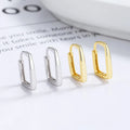 Fine Jewelry 925 Sterling Silver Minimalist Earrings Geometric square Corner Angle Shape Gold Plated Hoop Earrings Women