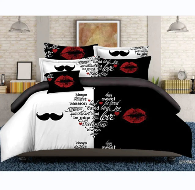 King Queen Double Single Size Cover Set 4 Pieces and 3 Pieces Geometric Bed Sets