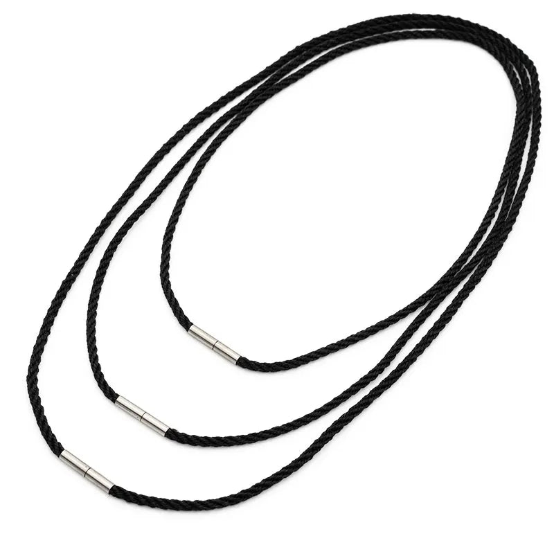 Hot Sale Nylon Stainless Steel Buckle Chains Rope Chain Necklace with Snap Clasp