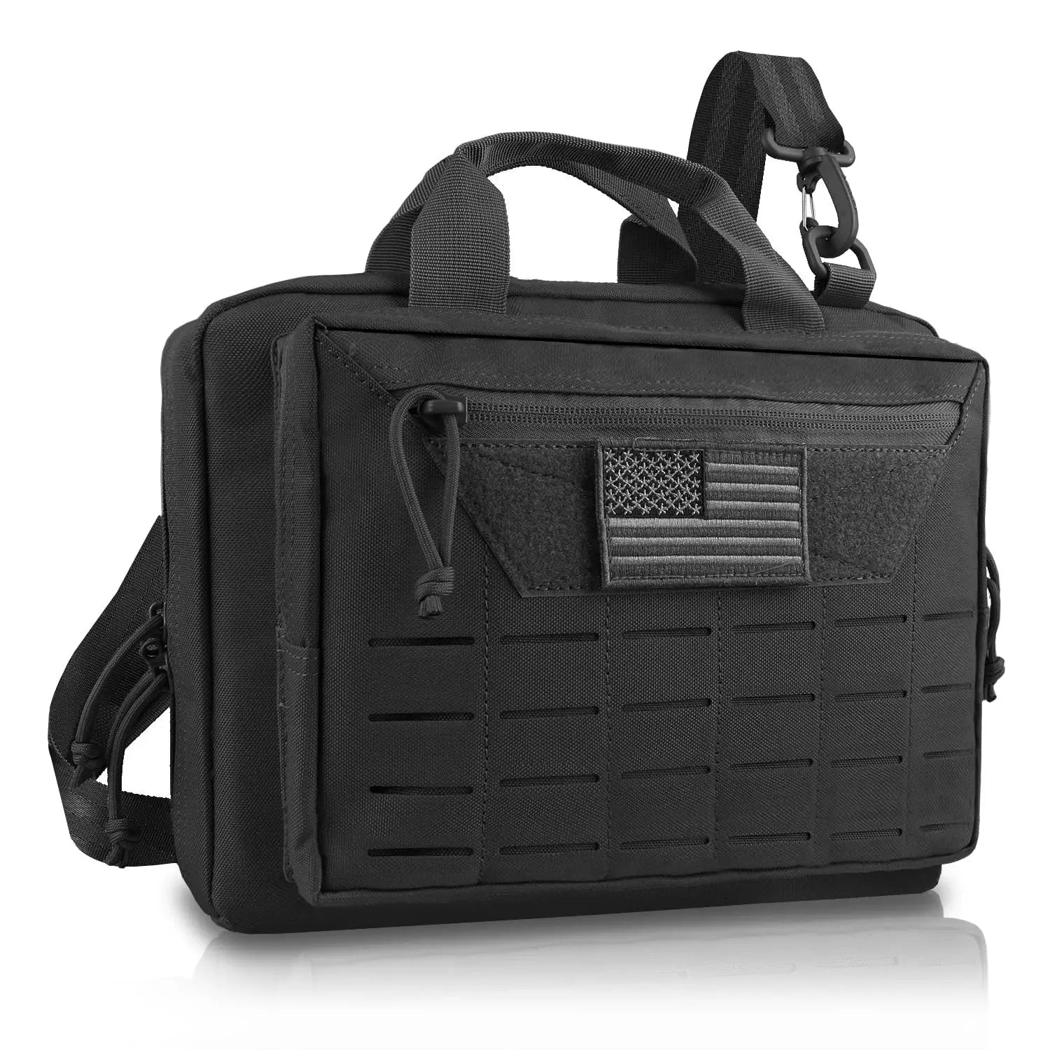Tactical Range Ready Bag Double Layer MOLLE Gun Bag for Hunting/Shooting Gun Storage with 6 Magazine Holders Secure EDC Training