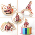 Wooden Children Rainbow Rocking Chair Climbing Interactive Physical Training Kindergarten Early Educational Toys