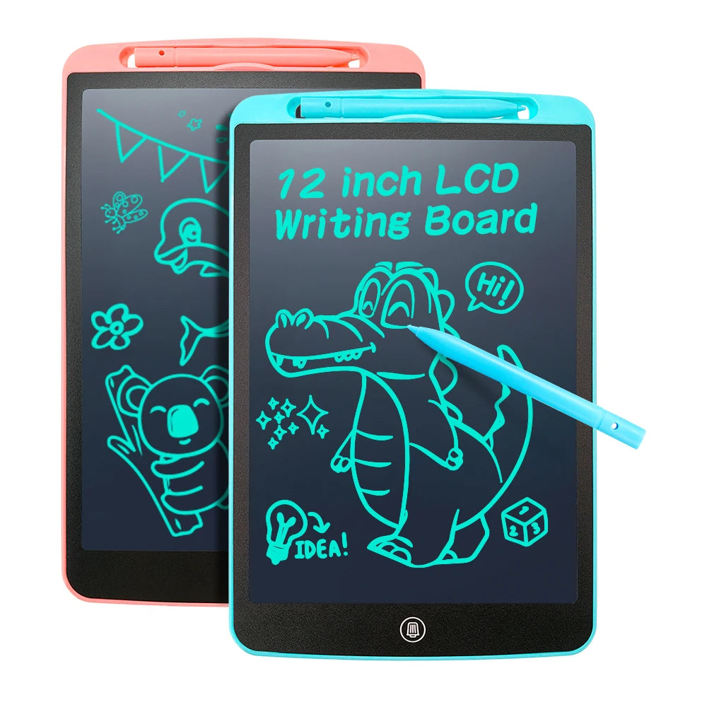 High Brightness 12" Dual Color LCD Drawing Tablet - Kids Reusable Writing Pad Portable Magic Doodle Board Toy