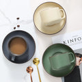 Wholesale Custom Nordic Ceramic Coffee Mug and Saucer Set Porcelain Matte Reusable Espresso Capsule Breakfast Milk Tea Drip Cups