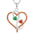 LULUFOCUS 925 Sterling Silver Custom Color Cz Diamond Heart Shape Pendant Heart Necklaces for Women
