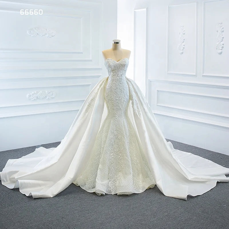Jancember RSM66660 Fashion Mermaid Vestidos De Novia  Wedding Dress With Detable Train