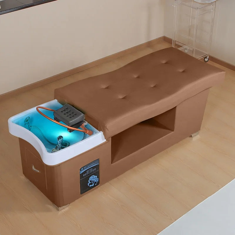 Modern Style Reclining Thai Shampoo Bed for Beauty Spa Water Cycle Head Therapy Shampoo Chair Massage Table for Hair Salon
