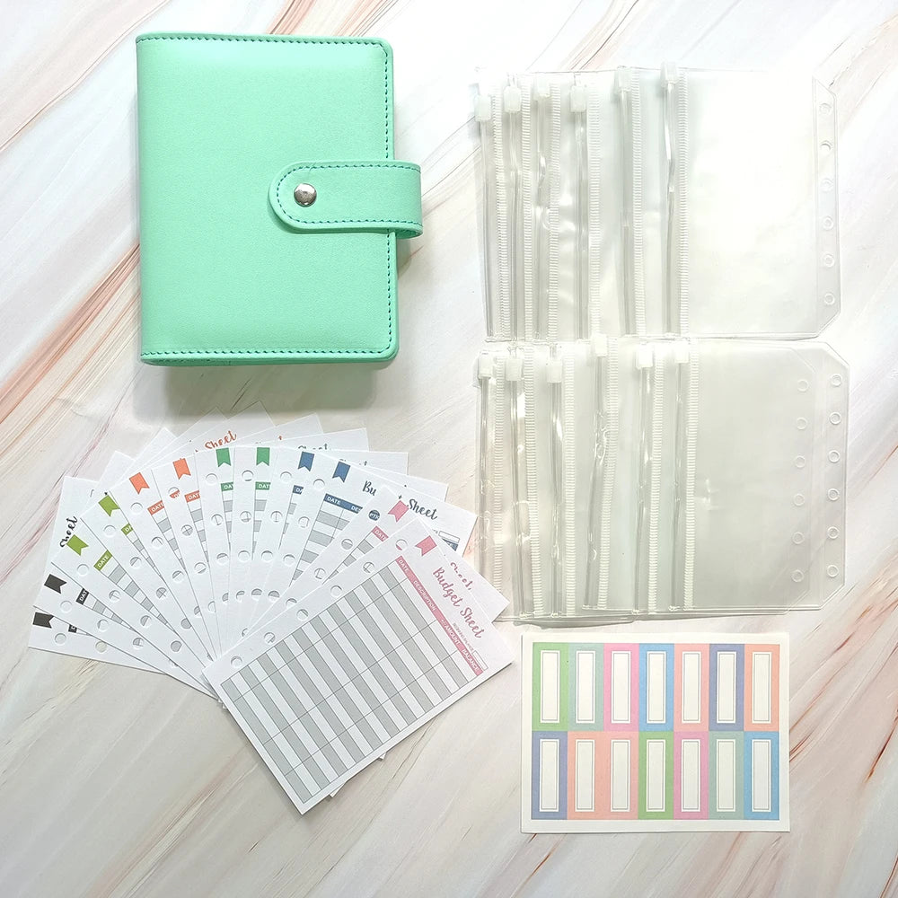 Custom Mini A7 Cash Wallet Classeur Budget Planner Notebook Money Organizers Budget Sheets with Cash Envelopes and Zipper Bag