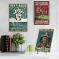 Putuo Decor Funny Dog Vintage Effect Retro Metal Poster Tin Plate Sign for Home Doghouse Decor