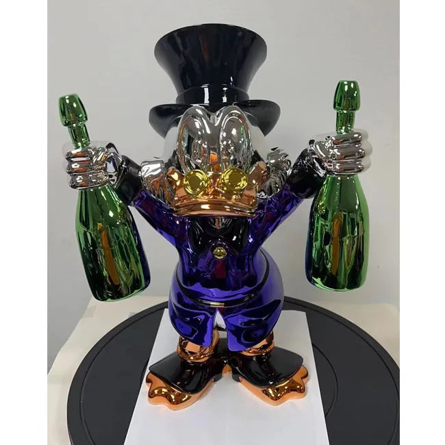 Hot Selling Duck Sculpture Hand Custom Duck Decorative Pop Art Statues Electroplating Fiberglass Resin Duck Sculpture