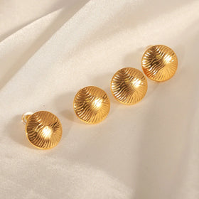 Golden Wave Studs PVD 18k Gold Plated Stainless Steel Earrings Hypoallergenic & Tarnish-Free