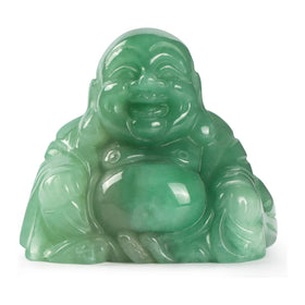 Green Aventurine Laughing Buddha Statue Hand-Carved Jade Stone Religion Feng Shui Sculpture Sitting Happy Buddha Figurine