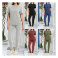 Wholesale Women's Short Sleeve Two Pieces Women Custom LOGO Blank Pajama Set Sports Women Set