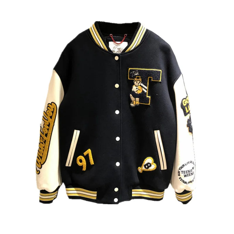 Wholesale Women's Cotton Crop Baseball Varsity Jacket Custom Stand Collar Reversible Breathable Pattern Decorated XL 4XL