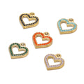 5Pcs Cute Stainless Steel Hollow Out Peach Heart Spot Drill Charms Pendants for Earrings Bracelet Making DIY Jewelry Accessories