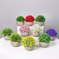 Greatflower Artificial Small Bonsai Potted Plants Pulp Pot for Indoor Home Office Bathroom Decor Artificial Grass Greenery