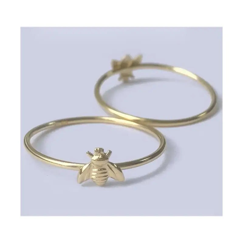 GP Bee Rings 14K Gold Little Bee Tiny Queen Honey Stacking Stackable Ring Dainty Skinny Gold-filled 14K Wholesale