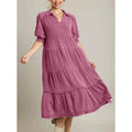 Loose Short-sleeved Dress Custom logo Lapel Home Dress Directly Solid Color Casual Dress Wholesale