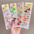 Cute 10-Piece Set of Children's Hair Ties Elegant Hairbands for Girls with Cartoon Rubber Band & Colorful Resin BB