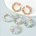 New Rhinestone Multicolor C Shape Women's Earrings Dinner Wedding Accessories Fashion Statement Jewelry