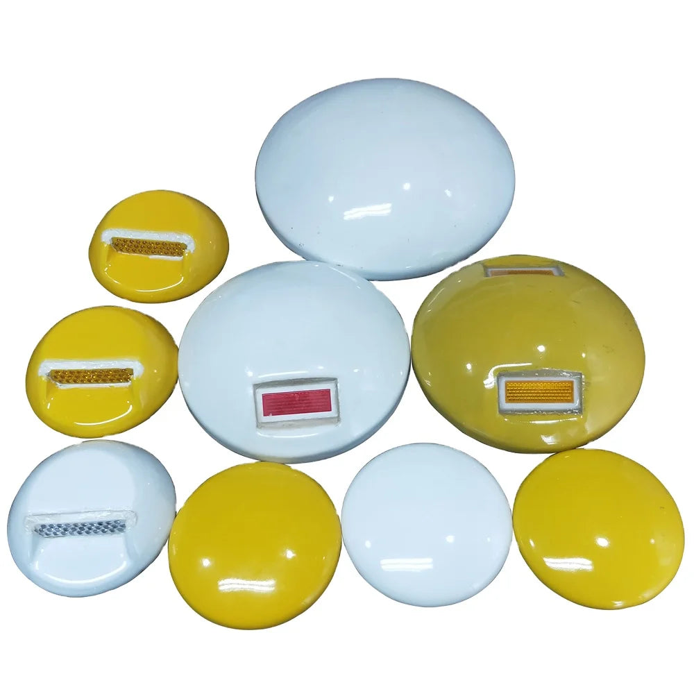 4 Inch Round Ceramic Road Studs White / Yellow Cat Eye Pavement Marker Traffic Warning Products MegaBDM