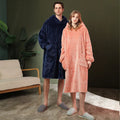 Custom Logo Winter Oversized Fluffy Fleece Flannel Coral Soft Snuggie Hoodie Blanket Pajamas