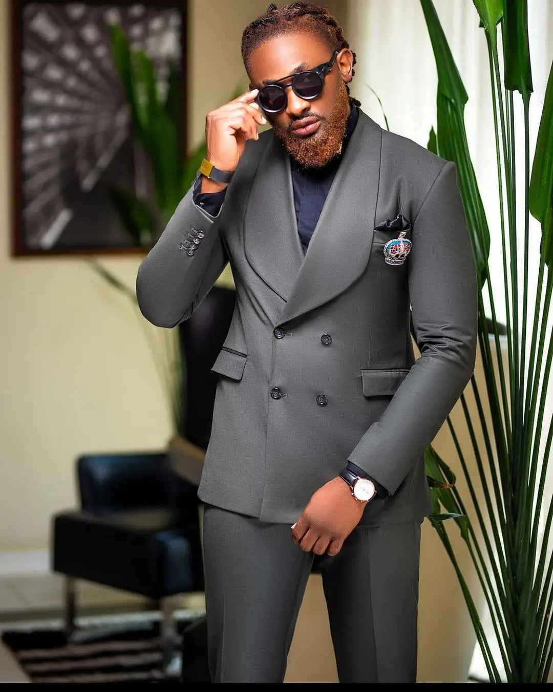 2025 New Design Business Men Suits Tailor Made 2 Pieces Double Breasted Blazer Tuxedo Formal Costume Pour Homme Wedding Grooms