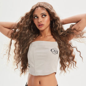 Brown Natural Lace Front Synthetic Wigs Long Curly Middle Part Wigs for Women Daily Cosplay Heat Resistant Wigs