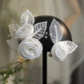 Wedding Photography Hair Accessories Bridal Headdress  Elegant Handmade Satin Fabric White Rose Flower Pair Clip