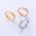Trendy Fashion 18k Gold Plated Women Stainless Steel Cuban Link Chain Rings