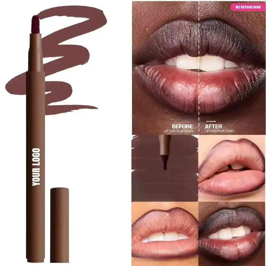 Low Moq Custom Dark Brown Lip Liner Wholesale Private Label Waterproof Retractable Creamy Lip Liner