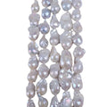 R.GEM. Unique Natural White 13-17mm Loose Pearl Strand Big Nearly Round Keshi Freshwater Pearl