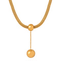 Minimalist Elegant Geometric Tassel Ball Pendant Necklace Waterproof Woven Chains Gold Plated Stainless Steel Choker Necklace