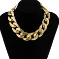 Exaggerated Thick Cross Chain Geometric Golden Gold Plated Plastic Unisex Necklace Hip-hop Retro Fashion Jewelry for Anniversary