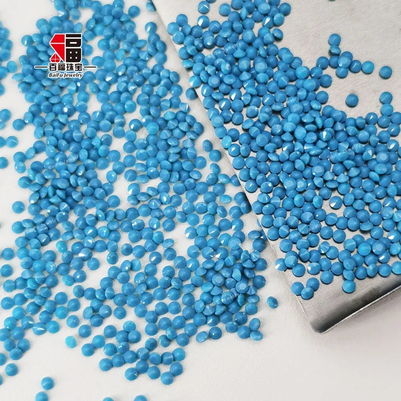 Baifu Jewelry Nano Gemstones Round Synthetic Nano 331# Blue Turquoise