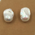 15-19 MM Big Baroque Nature Freshwater Pearl Stud Earrings .925 Silver Gold Color Plating Earring Hook MegaBDM