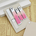 Custom Logo 4pcs Nail Clipper Kit Manicure Pedicure Tool Nail Cutter Glass Nail File Set with Leather Case