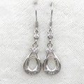 Sterling Silver 6*8mm Semi Mount Hook Earrings Empty Support Blank Claws Setting S925 Base Without Center Stone for DIY Inlay