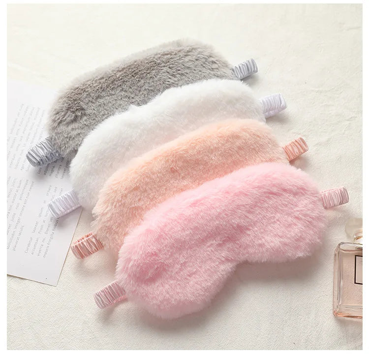 Plush Eye Mask Cartoon Blackout Sleep Silk Eye Mask Autumn and Winter Satin Nap Sleep Custom Nigh Eye Masks