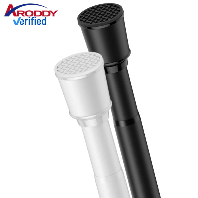 ARODDY European Style 2.1-3.0m Steel Curtains Rod White Black Roman Window Pole with Metal Finials for Living Room